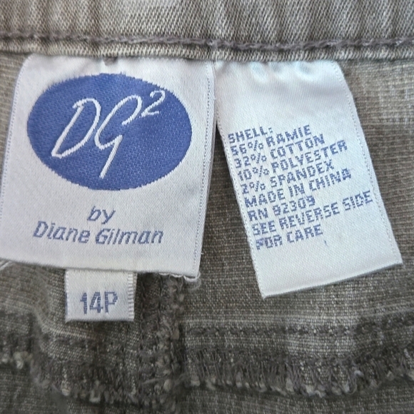 DG2 Diane Gilman Pattern Greige striated Straight leg stretch Jeans Women 14P - Picture 3 of 9